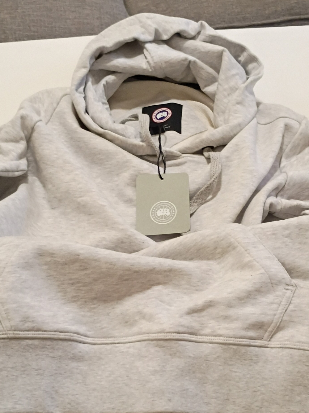 Canada Goose Light Gray Heathered Crewneck Hoodie with Patch